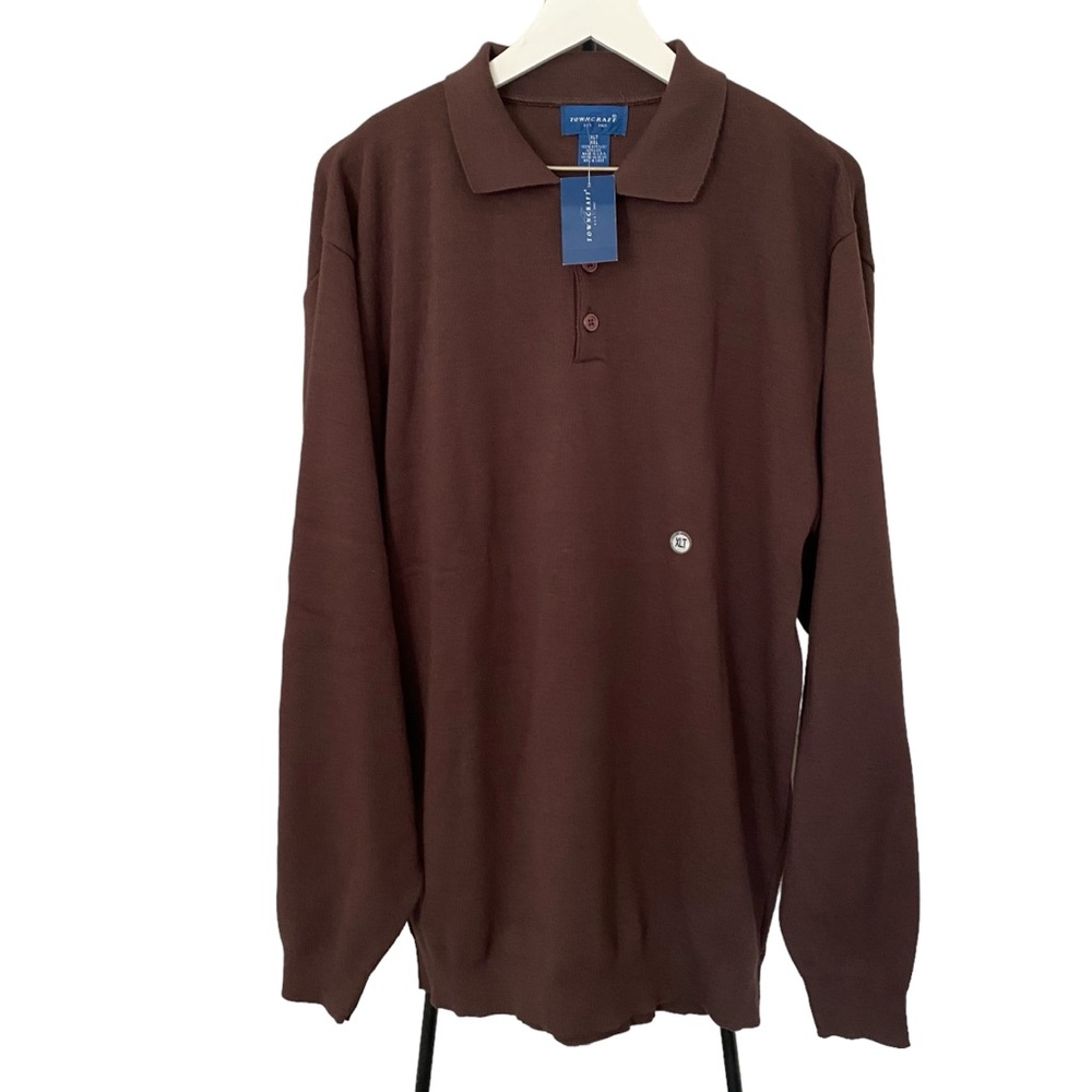 NWT Towncraft Classic Long Sleeve Brown Collared Shirt Men’s Size XL Tall